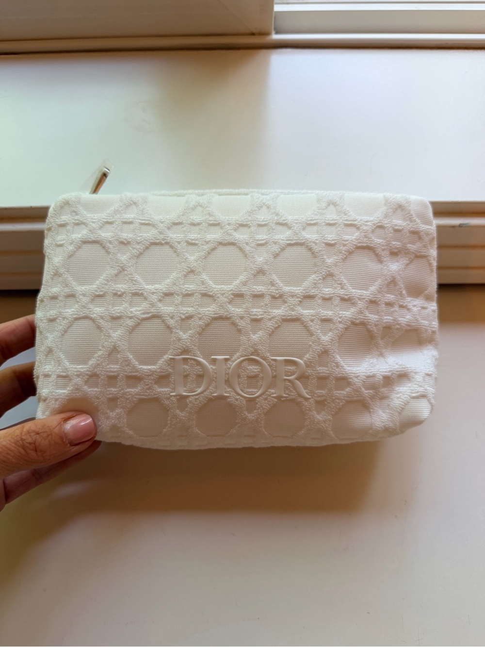 Dior Embossed White Toiletry Bag or Clutch